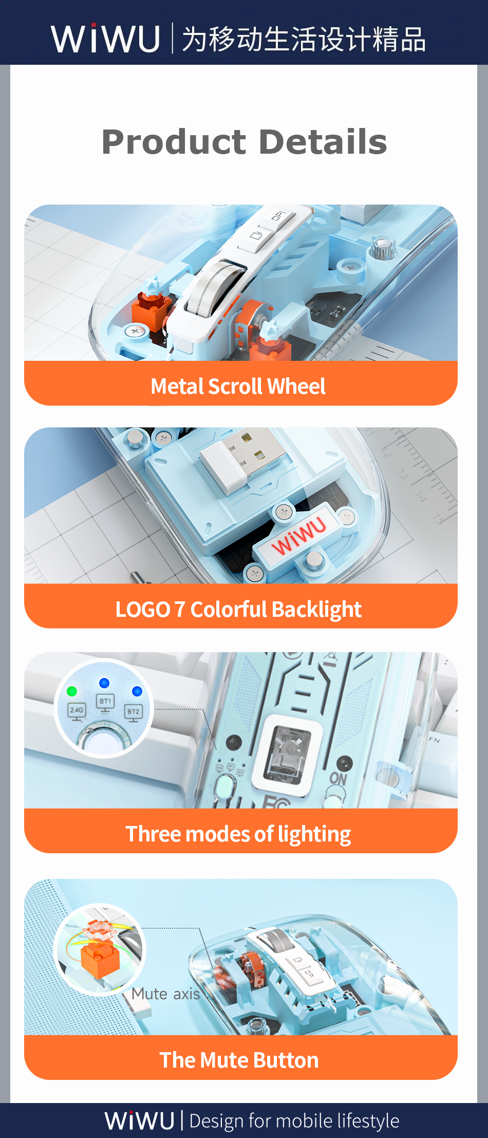 Magnetic Bluetooth Mouse Grey